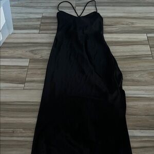 Topshop Black Strappy silk Dress with slit